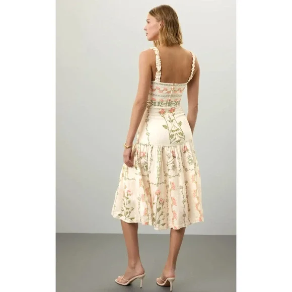 Agua by Agua Bendita Nispero Floral Linen Dress Size XL - Picture 3 of 9